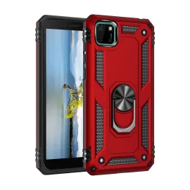 Newface Huawei Y5P Kılıf Sofya Yüzüklü Silikon Kapak - Kırmızı