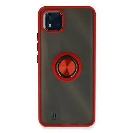 Newface Realme C11 2021 Kılıf Montreal Yüzüklü Silikon Kapak - Kırmızı