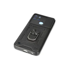 Newface Realme C25Y Kılıf Pars Lens Yüzüklü Silikon - Siyah