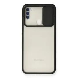 Newface Samsung Galaxy A11 Kılıf Palm Buzlu Kamera Sürgülü Silikon - Siyah