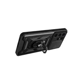 Newface Samsung Galaxy S24 Ultra Kılıf Pars Lens Yüzüklü Silikon - Siyah