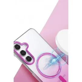 Newface Samsung Galaxy S25 Glossy Magsafe Kapak - Mor