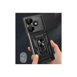 Newface Xiaomi Redmi 13 4G Kılıf Pars Lens Yüzüklü Silikon - Kırmızı