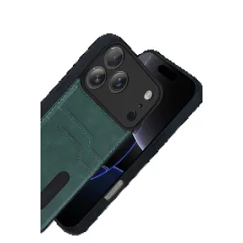 Newface Apple Iphone 17 Pro Max Sara Kartvizitli Deri Kılıf - Yeşil