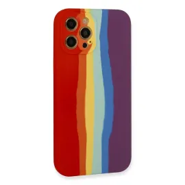 Newface Iphone 12 Pro Kılıf Ebruli Lansman Silikon - Kırmızı-Mor