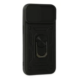 Newface Iphone 14 Kılıf Pars Lens Yüzüklü Silikon - Siyah