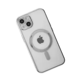 Newface Iphone 14 Plus Kılıf Magneticsafe Lazer Silikon - Gümüş