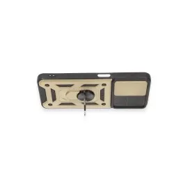Newface Realme C35 Kılıf Pars Lens Yüzüklü Silikon - Gold