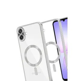 Newface Samsung Galaxy A07 Kross Magneticsafe Kapak - Gümüş