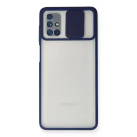 Newface Samsung Galaxy M51 Kılıf Palm Buzlu Kamera Sürgülü Silikon - Lacivert