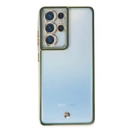 Newface Samsung Galaxy S21 Ultra Kılıf Liva Lens Silikon - Yeşil