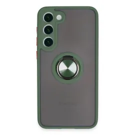 Newface Samsung Galaxy S23 Plus Kılıf Montreal Yüzüklü Silikon Kapak - Yeşil