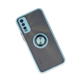 Newface Vivo Y11S Kılıf Montreal Yüzüklü Silikon Kapak - Buz Mavi