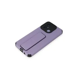 Newface Xiaomi Redmi 12C Kılıf Mega Standlı Silikon - Lila
