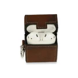 Newface Airpods 2 (2.nesil) Deri Kılıf - Kahverengi