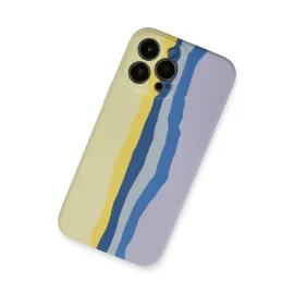 Newface Iphone 13 Pro Kılıf Ebruli Lansman Silikon - Sarı-Lila