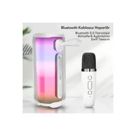 Newface Pluse 5 Mikrofonlu Rgb Kablosuz Hoparlör - Beyaz