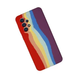 Newface Samsung Galaxy A73 5G Kılıf Ebruli Lansman Silikon - Kırmızı-Mor