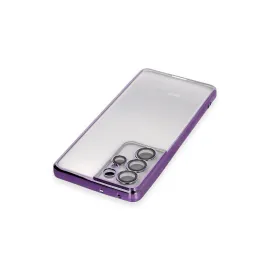 Newface Samsung Galaxy S21 Ultra Kılıf Razer Lensli Silikon - Mor