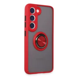 Newface Samsung Galaxy S23 Kılıf Montreal Yüzüklü Silikon Kapak - Kırmızı