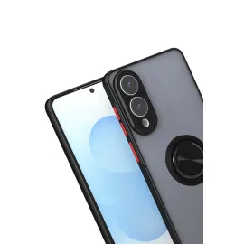 Newface Samsung Galaxy S25 Edge Kılıf Montreal Yüzüklü Silikon Kapak - Siyah