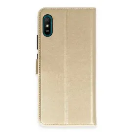 Newface Xiaomi Redmi 9A Kılıf Trend S Plus Kapaklı Kılıf - Gold