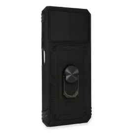 Newface Xiaomi Redmi Note 10 Kılıf Pars Lens Yüzüklü Silikon - Siyah