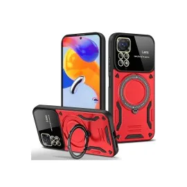 Newface Xiaomi Redmi Note 11 Pro Kılıf Joy Lens Standlı Kapak - Kırmızı
