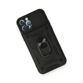Newface Iphone 12 Pro Kılıf Pars Lens Yüzüklü Silikon - Siyah