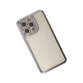 Newface Iphone 14 Pro Kılıf Joke Taşlı Silikon - Mor