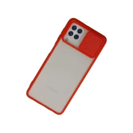 Newface Samsung Galaxy A22 Kılıf Palm Buzlu Kamera Sürgülü Silikon - Kırmızı