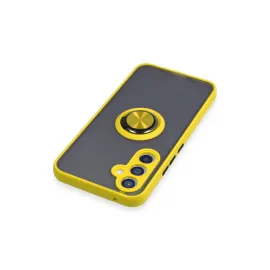 Newface Samsung Galaxy A54 5G Kılıf Montreal Yüzüklü Silikon Kapak - Sarı