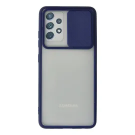 Newface Samsung Galaxy A72 Kılıf Palm Buzlu Kamera Sürgülü Silikon - Lacivert