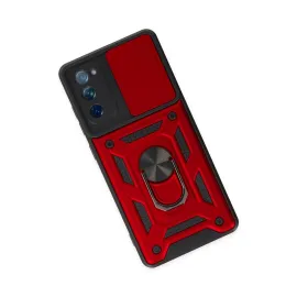 Newface Samsung Galaxy S20 Fe Kılıf Pars Lens Yüzüklü Silikon - Kırmızı