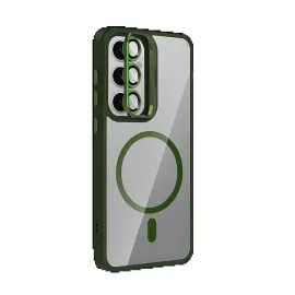 Joko Samsung Galaxy S24 Fe Remim Lensli Magsafe Standlı Kapak - Koyu Yeşil