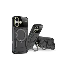 Newface Iphone 16 Kılıf Joy Lens Standlı Kapak - Koyu Yeşil