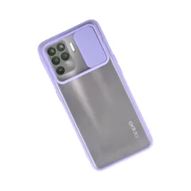 Newface Oppo Reno 5 Lite Kılıf Palm Buzlu Kamera Sürgülü Silikon - Lila