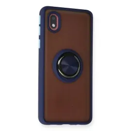 Newface Samsung Galaxy A01 Core Kılıf Montreal Yüzüklü Silikon Kapak - Lacivert