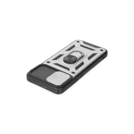 Newface Samsung Galaxy A03 Kılıf Pars Lens Yüzüklü Silikon - Gümüş