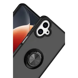 Newface Samsung Galaxy A07 4G Montreal Yüzüklü Silikon Kapak - Siyah