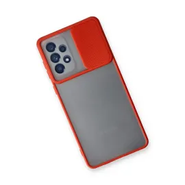 Newface Samsung Galaxy A53 5G Kılıf Palm Buzlu Kamera Sürgülü Silikon - Kırmızı