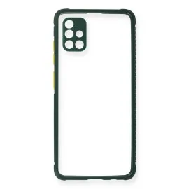 Newface Samsung Galaxy A71 Kılıf Miami Şeffaf Silikon - Koyu Yeşil