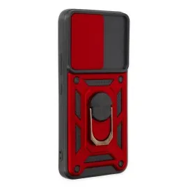 Newface Samsung Galaxy S22 Kılıf Pars Lens Yüzüklü Silikon - Kırmızı