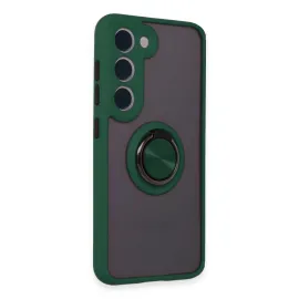Newface Samsung Galaxy S23 Kılıf Montreal Yüzüklü Silikon Kapak - Yeşil