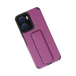 Newface Vivo Y16 Kılıf Mega Standlı Silikon - Mor
