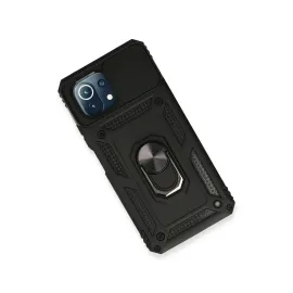 Newface Xiaomi Mi 11 Lite Kılıf Pars Lens Yüzüklü Silikon - Siyah