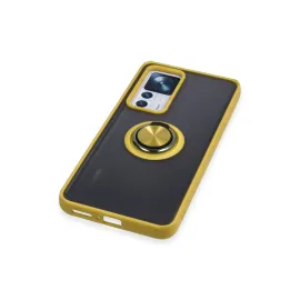 Newface Xiaomi Mi 12T Pro Kılıf Montreal Yüzüklü Silikon Kapak - Sarı