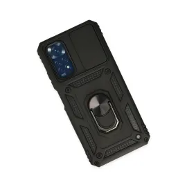 Newface Xiaomi Redmi Note 11 Kılıf Pars Lens Yüzüklü Silikon - Siyah