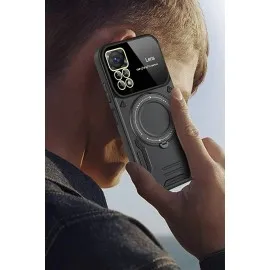 Newface Xiaomi Redmi Note 12 Pro 4G Kılıf Joy Lens Standlı Kapak - Koyu Yeşil