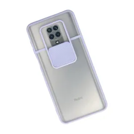 Newface Xiaomi Redmi Note 9 Pro Kılıf Palm Buzlu Kamera Sürgülü Silikon - Lila